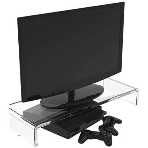 Mammoth High Grade Clear Acrylic Monitor Stand, Computer Monitor Riser Stand, Desk Shelf Organizer for Home and Office, 20'' Wide Base with 50LBs Load, Perfect for iMac and Mini Mac with Keyboard