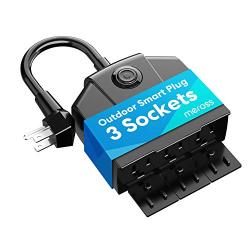Outdoor Smart Plug, meross Outdoor Wi-Fi Outlet with 3 Sockets Independently Compatible with Alexa, Google Home and SmartThings, IP44 Waterproof, Voice & Remote Control,Timer, FCC and ETL Certified