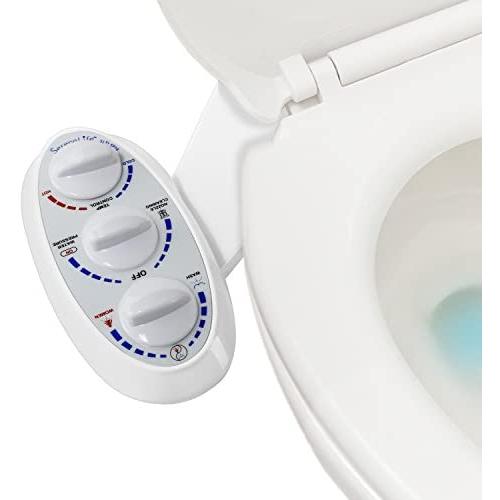 Serenelife Bathroom Bidet Seat Attachment - Fresh & Hot Water Adjustable Function with Plastic Sprayer for Full Cleaning - Standard Non-Electric Mechanical Self Clean Personal Hygiene