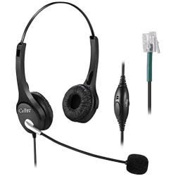 Callez Corded Telephone Headset RJ11 Dual, Call Center With Noise Cancelling Mic For Customer Service, For Allworx9212L 9204 Polycom560 VVX411 VVX311 Mitel 5330 5320 Plantronics Landline Phones W402A1