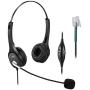 Callez Corded Telephone Headset RJ11 Dual, Call Center With Noise Cancelling Mic For Customer Service, For Allworx9212L 9204 Polycom560 VVX411 VVX311 Mitel 5330 5320 Plantronics Landline Phones W402A1
