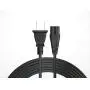 Pwr TV Power Cord 12Ft Cable for Samsung LG TCL Sony: 2 Prong AC Wall Plug 2-Slot LED LCD Insignia Sharp Toshiba JVC Hisense Electronics UN65KS8000FXZA UN40J5200AFXZA 43UH6100 Black