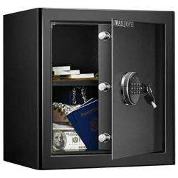 WASJOYE Security Safe Cash Box with Double Digital Keypad Safety Key Lock for Home Business Office Hotel Money Document Jewelry Passport Cabinet (1.35 Cubic Feet)