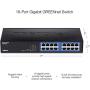 TRENDnet - TEG-S16DG 16-Port Unmanaged Gigabit GREENnet Desktop Metal Switch, TEG-S16DG, Ethernet Splitter, Ethernet/Network Switch, 16 x 10/100/1000 RJ-45 Ports, 32 Gbps Forwarding Capacity, Lifetime Protection Black