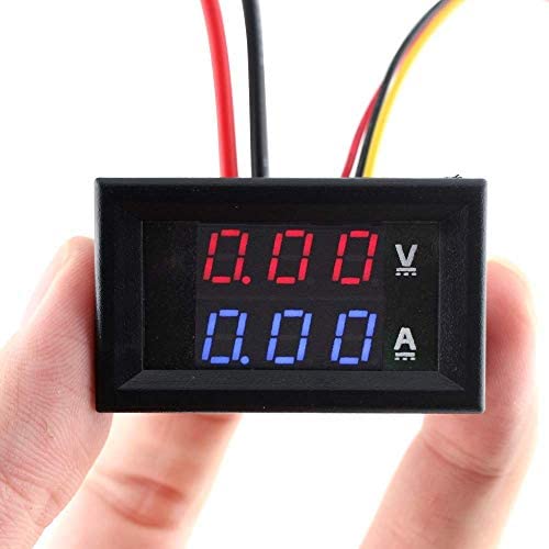 Eiechip LED Digital Voltmeter Ammeter, Mini DC Digital Multimeter 100V 10A, Blue Red LED Amp Dual Digital Display Volt Meter Gauge, Car Current Monitor Tester 0.28''