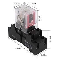Electromagnetic Power Relay, 8-Pin 5 AMP 12V DC Relay Coil with Socket Base, LED Indicator, DPDT 2NO 2NC - MY2NJ [Applicable for DIN Rail System]