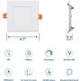 ANC 4 inch 120V IC Rated LED Recessed Low Profile Square Panel Light, Dimmable Wafer Light, 9W 4000K 550lm Canless Downlight, ETL Listed 6 Pack