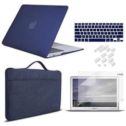 MacBook Pro 13 Inch Case 2019 2018 2017 2016 Release A2159/A1989/A1706/A1708, iCasso Hard Plastic Case, Sleeve, Screen Protector, Keyboard Cover & Dust Plug Compatible MacBook Pro 13 - Navy Blue