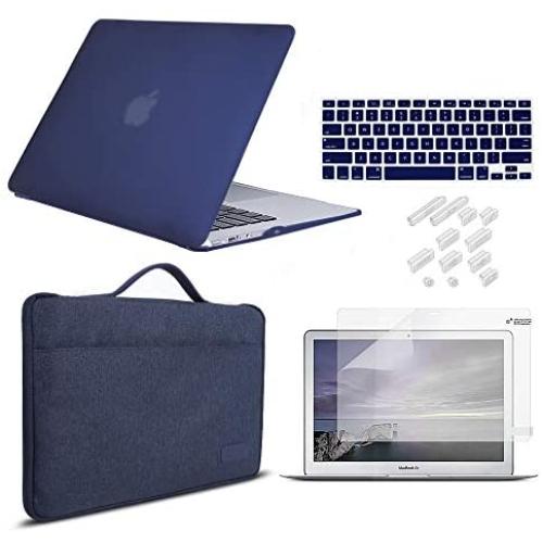 MacBook Pro 13 Inch Case 2019 2018 2017 2016 Release A2159/A1989/A1706/A1708, iCasso Hard Plastic Case, Sleeve, Screen Protector, Keyboard Cover & Dust Plug Compatible MacBook Pro 13 - Navy Blue