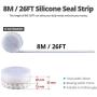 Emoly Silicone Seal Strip, 8M/26ft Self Adhesive Door Strip Bottom for Doors Silicone Sealing Sticker Adhesive for Doors and Windows Gaps of Anti-Collision Silicone (35MM, Transparent)