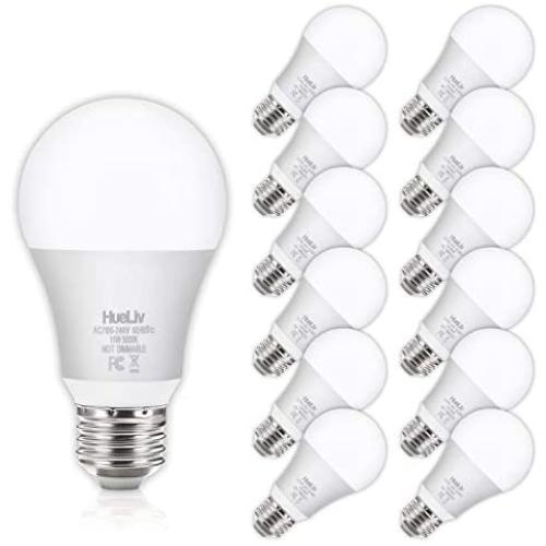 12Pack A19 LED Light Bulbs 100 Watt Equivalent 5000K Daylight White, No Flicker E26 Medium Screw Base Bulbs, 1100Lumens, Non Dimmable