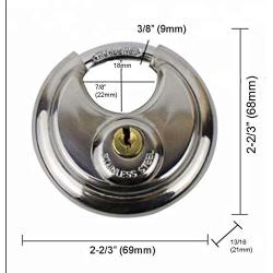 Admiral Locks Stainless Steel Discus Lock, Keyed Alike Removable Key (Pack of 5)
