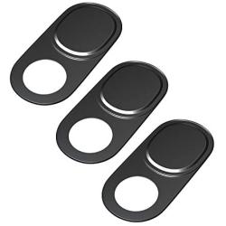 Webcam Cover, Camera Cover Slide, 0.027 Inch Ultra-Thin Metal Camera Privacy Covers for Laptop, PC, Smartphone, Protect Your Visual Privacy and Security (Black - 3 Pack)
