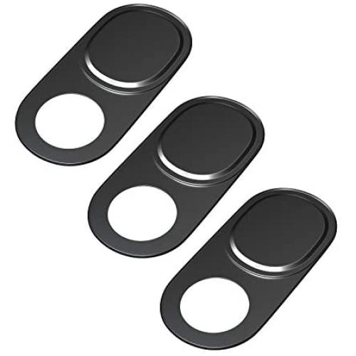 Webcam Cover, Camera Cover Slide, 0.027 Inch Ultra-Thin Metal Camera Privacy Covers for Laptop, PC, Smartphone, Protect Your Visual Privacy and Security (Black - 3 Pack)