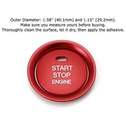 iJDMTOY 2pc Set Red Aluminum Keyless Engine Push Start Button & Surrounding Decoration Ring Compatible With Mazda 3 6 CX-3 CX-5 CX-9 MX-5 w/Push Start Engine Feature