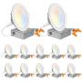 12 Pack 4 Inch 5CCT LED Recessed Ceiling Light with Junction Box, 2700K-5000K Color Temperature Selectable, CRI90, 10.5W=100W, 850lm, Dimmable Ultra-Thin Recessed Lighting, Can-Killer Downlight