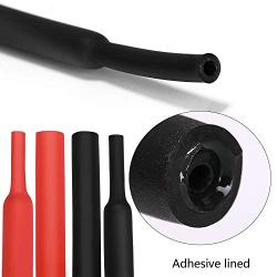 Ginsco 270Pcs 3:1 Shrink Ratio Dual Wall Adhesive Lined Heat Shrink Tubing Tube 6 Size: 3/8'',1/4'',3/16'',1/8'',3/32'',1/16'', 2 Color KIT Black Red
