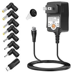 Outtag 15W Universal AC Adapter 3V 4.5V 5V 6V 7.5V 9V 12V Multi Voltage Switching Power Supply Replacement w/Multi-Tips for 3-12V Household Electronics Routers CCTV IP Cameras Smartphone Speakers