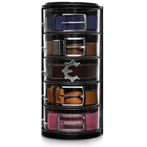 ELYPRO Belt Organizer - Acrylic Organizer and Display for Accessories like Belts, Jewelry, Watch Case, Cosmetics, Makeup Organizer, Bow Ties, Bracelets, Crafts, Toys. Compact Closet Organizer