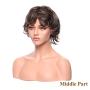 Short Fluffy Wig Dark Brown mixed Blonde Two Tones Pixie Cut Synthetic Heat Resistance Wigs for Women 12inch Long in Good Volume