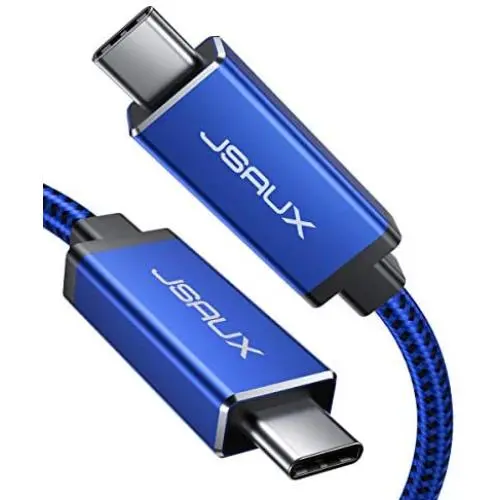 Thunderbolt 3 Cable TB3 3.3ft/40Gbps/5K(USB-C to USB-C), JSAUX 40Gbps Data Transfer/ 100W 5A Charging/ 5K@60Hz Type-C Compatible with External SSD, eGpu, USB-C Docking Station, Dell -Blue