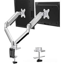 MOUNTUP Dual Monitor Stand Mount- 2 Monitor Arm Desk Mount with Gas Spring, Die-Cast Aluminum Computer Monitor Stand fits 2 Screen 17 to 32 inch - Each Arm Holds up to 17.6LBS MU0024