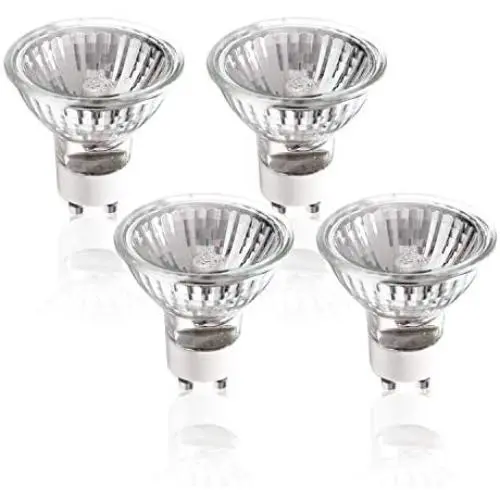 ETOPLIGHTING 4 Pack 50W GU10 Halogen Compact Size High Efficiency Flood Light Bulb 50 Watts 120V, Bright Output Soft White, Glass Cover & Dimmable, Warm White for Indoor and Outdoor, APL2185