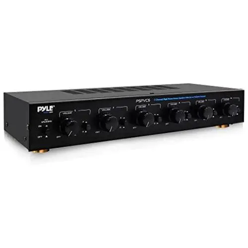 Premium New and Improved 6 Zone Channel Speaker Switch Selector Volume Control Switch Box Hub Distribution Box for Multi Channel High Powered Amplifier Control 6 Pairs of Speakers - Pyle PSPVC6 Black