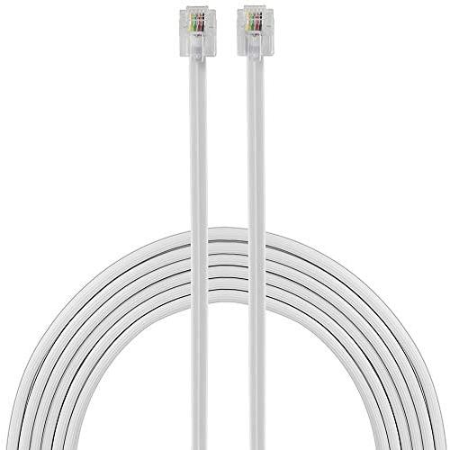 Power Gear Telephone Line Cord, 100 Feet, Phone Cord, Modular Jack Ends, Works for Phone, Modem or Fax Machine, for Use in Home or Office, White, 27638
