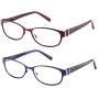 FEIVSN 2-Pack Blue Light Blocking Reading Glasses For Women,Metal Frame Spring Hinge Readers,Stylish Light Eyeglasses UV 400(mix 1.00)