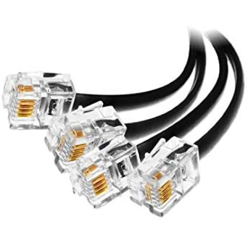 (4 Pack) 4 Inch Short Telephone Cable Rj11 Male to Male 4'', Phone Line Cord (Black)