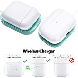 Airpods Pro Charger, Wireless Charger for Airpods/Airpods Pro Case, Wireless Charging Station for Apple Airpods, Wireless Charger Pad for Airpods Pro Earpods Bluetooth Earphone Green