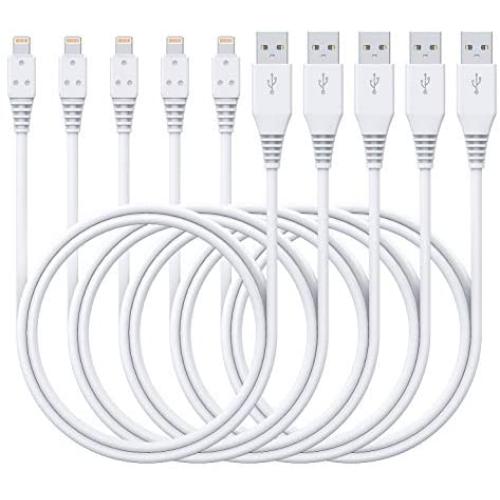 iPhone Charger Cable 6ft 5Pack,[MFi Certified] Lightning Cable 6 Foot,Ailawuu iPhone Cord USB Fast Charging Compatible with iPhone 11/11 Pro/Pro Max/X/XS Max/XR/8/8 Plus/7/7 Plus/iPad/iPod (White)