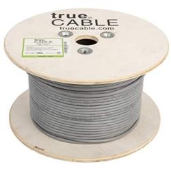 trueCABLE Cat6 Plenum (CMP), 500ft, Gray, 23AWG 4 Pair Solid Bare Copper, 550MHz, ETL Listed, Unshielded Twisted Pair (UTP), Bulk Ethernet Cable
