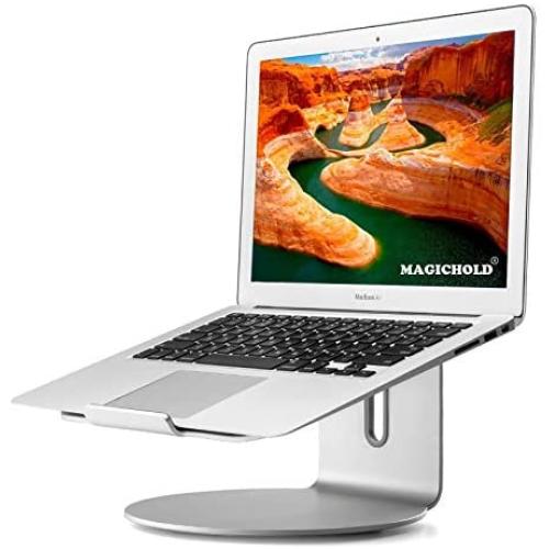 MagicHold Ergonomic Design Laptop/Compatible with MacBook(11-17 inch) Aluminum Stand/Mount with Bottom swivels/Turn (Silver)
