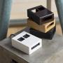 Power Hub 5 USB + 2 AC Charging Station | Built in Surge Protection | Attractive Dependable Table Side Charging Hub | White | Set of 4 Short Cords (Lightning)