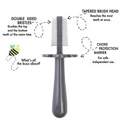 GRABEASE Double Sided Toothbrush – Baby Toothbrush for 6 Months to 4 Years Old with Soft Bristles – BPA-Free Toddler Toothbrush with Anti-Choke Guard – Includes Free Finger Brush, Teal