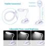 TMANGO 5X 10x Desktop Magnifier with LED Light, Bendable Gooseneck with Stand & Clamp, Rechargeable Magnifying Glass and Brightness Adjustable for Hobby, Craft, Reading, Model Building, Soldering