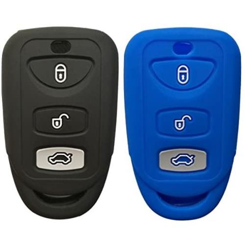 Coolbestda 2Pcs 3buttons Key Fob Cover Skin Remote Case Keyless Entry Jacket Shell for Hyundai Elantra Genesis Sonata Kia Sorento Forte Optima Rondo Spectra