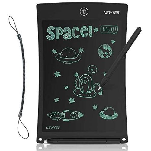 NEWYES 8.5 Inches LCD Writing Tablet with Lock Function Office Whiteboard Bulletin Board Kitchen Memo Notice Fridge Board Magnetic Daily Planner Gifts for Kids (Black+Lanyard)