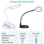 TMANGO 5X 10x Desktop Magnifier with LED Light, Bendable Gooseneck with Stand & Clamp, Rechargeable Magnifying Glass and Brightness Adjustable for Hobby, Craft, Reading, Model Building, Soldering