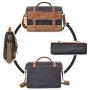 Mens Messenger Bag 15.6 Inch Waterproof Vintage Genuine Leather Waxed Canvas Briefcase Large Satchel Shoulder Bag Rugged Leather Computer Laptop Bag Grey