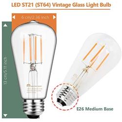 Mastery Mart Vintage LED Light Bulb, Glass ST21 Antique Edison Style, Dimmable 5.5W (60 Watt Equivalent), 500LM 2700K Soft White, E26 Decorative Filament Bulb, UL and Energy Star, 10 Pack