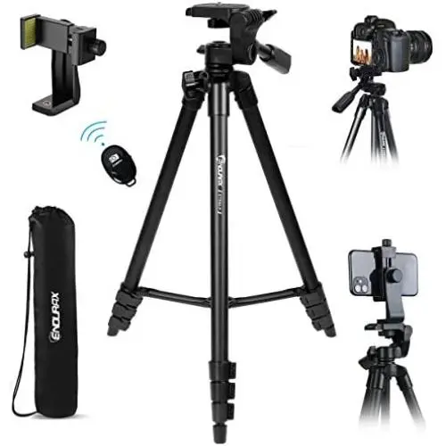 Endurax Camera Tripod 60'' for Canon Nikon Phone DSLR Tripods Stand with Universal Phone Mount & Remote Shutter Max Load 6.6 lb