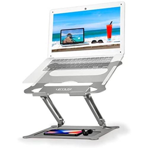 Urmust Laptop Notebook Stand Holder, Ergonomic Adjustable Ultrabook Stand Riser Portable Compatible with MacBook Air Pro, Dell, HP, Lenovo Light Weight Aluminum Up to 15.6''(Gray)