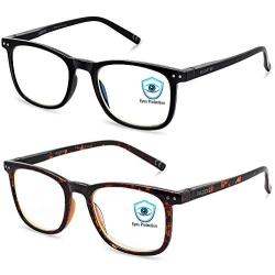 Blue Light Blocking Glasses, 2Pack Cut UV400 Computer Glasses for Anti Eyestrain