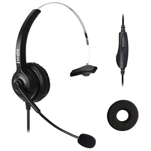VoiceJoy Corded Telephone RJ9 Headset Monaural with Noise Canceling Microphone Headphones with Volume and Mute Switch ONLY for Cisco 7942 7971 8841 9941 etc Office IP Phones