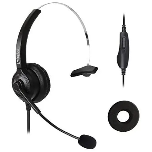 VoiceJoy Corded Telephone RJ9 Headset Monaural with Noise Canceling Microphone Headphones with Volume and Mute Switch ONLY for Cisco 7942 7971 8841 9941 etc Office IP Phones