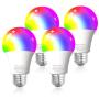 Smart WiFi Alexa Light Bulbs, SAUDIO LED RGB Color Changing Bulbs, Works with Alexa, Echo, Google Home & Siri, 2.4GHz WiFi Only, No Hub Required, 7W A19 E26 Multicolor 4 Pack