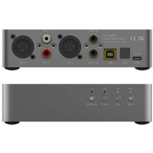 SONCOZ LA-QXD1 HiFi Audio Digital to Analogue Converter USB DAC Balanced ES9038Q2M 32bit/768kHz PCM/DSD512 XMOS with XLR/USB/Opt/Coax Input Grey